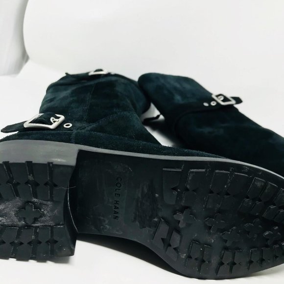 Cole Haan Black Buckle Detail Suede Boots - Picture 4 of 8